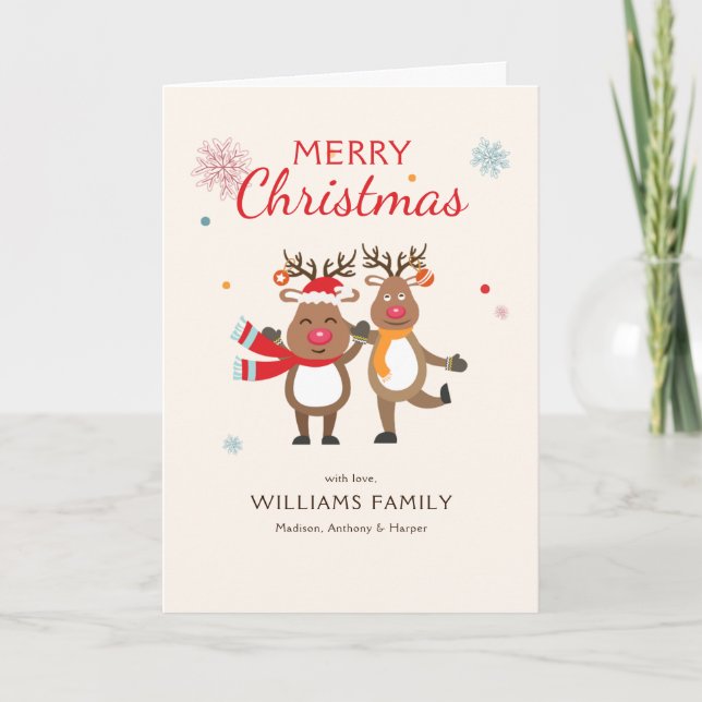 Cute Christmas Reindeer Card (Front)