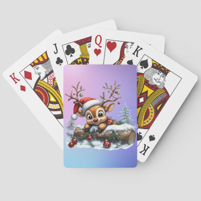 Cute Christmas Reindeer Card with Ornaments (Back)