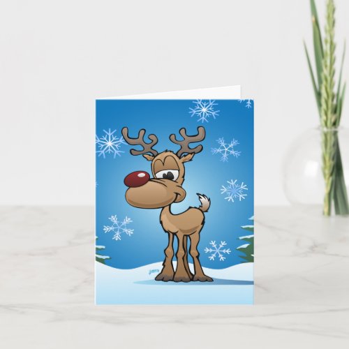 Cute Christmas Reindeer Cartoon Card