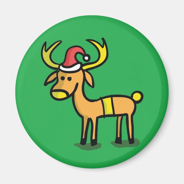 Cute Christmas Reindeer Cartoon Magnet (Front)