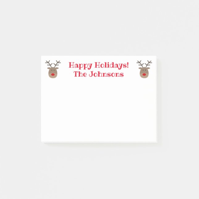 Cute Christmas reindeer custom small Holiday Post-it Notes (Front)