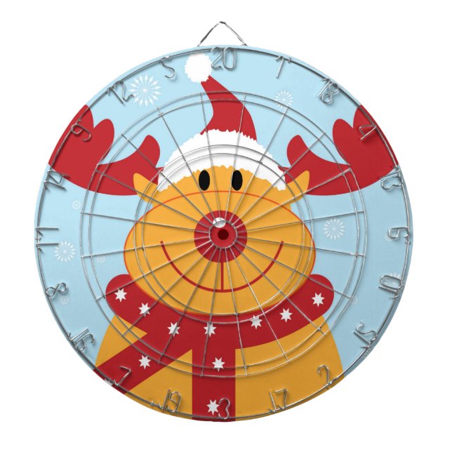 Cute Christmas Reindeer Dart Board (Front)