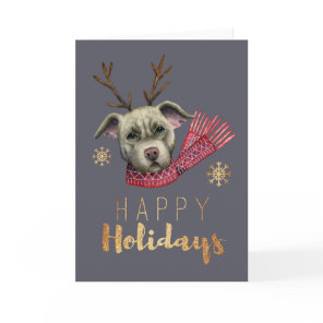 Cute Christmas Reindeer Dog | Happy Holidays Holiday Card