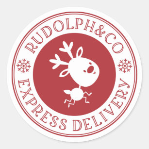 Cute Christmas Reindeer Express Delivery Classic Round Sticker