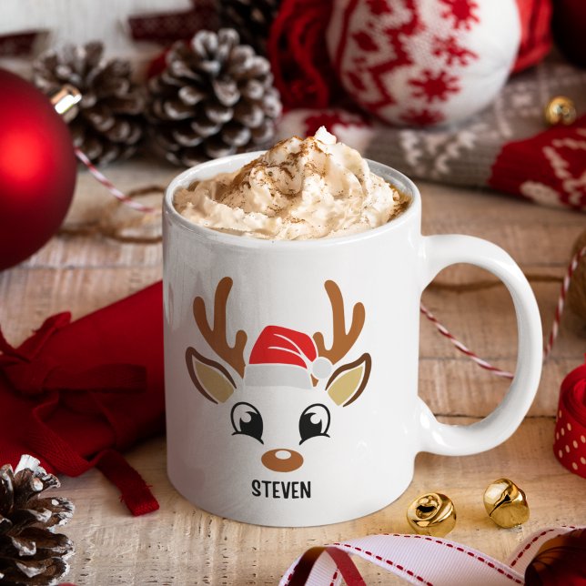 Cute Christmas reindeer face Coffee Mug (Creator Uploaded)