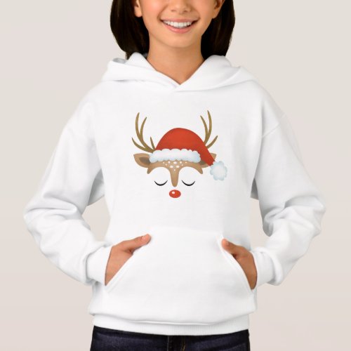 Cute Christmas Reindeer Face Hoodie