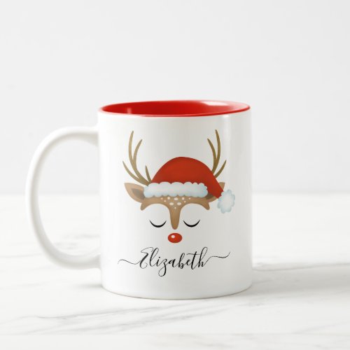Cute Christmas Reindeer Face Mug