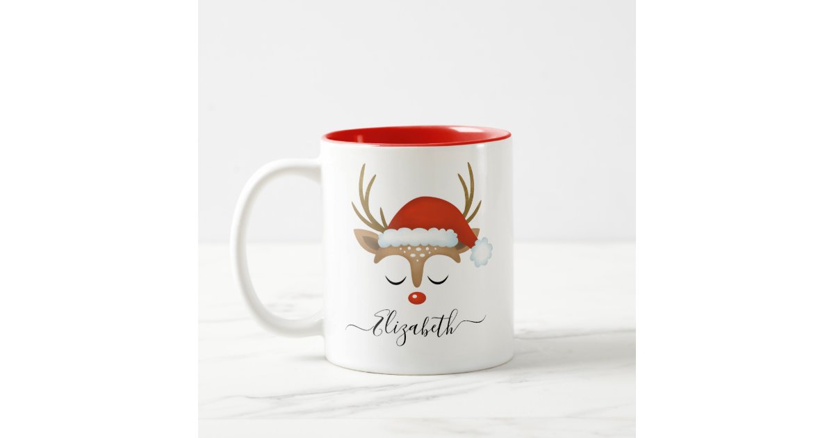 Christmas Reindeer Boy Rudolph Cute Face Xmas' Mug