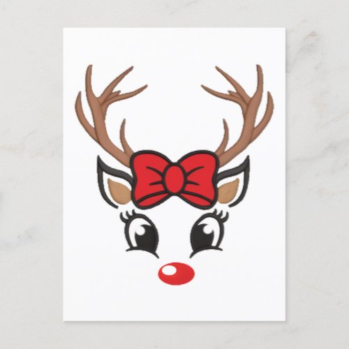 Cute Christmas Reindeer Face Postcard