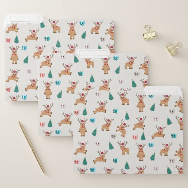 Cute Christmas Reindeer  File Folder (Set)
