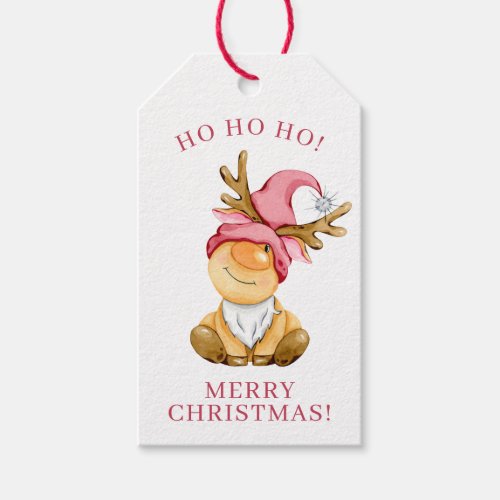 Cute Christmas Reindeer Gnome Personalized Gift Tags
