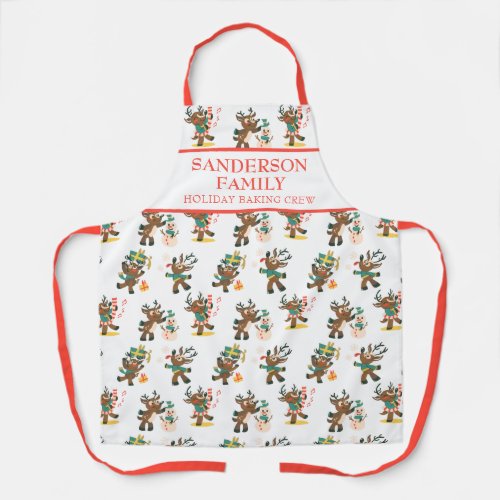 Cute Christmas Reindeer Holiday Baking Crew Xmas Apron