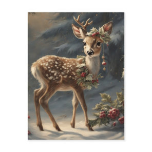 Cute Christmas reindeer  Holiday Postcard