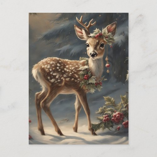 Cute Christmas reindeer  Holiday Postcard