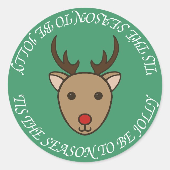 Cute Christmas Reindeer Holiday Stickers (Front)
