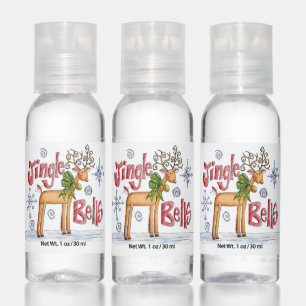 Cute Christmas Reindeer, Jingle Bells Snowflakes Hand Sanitizer