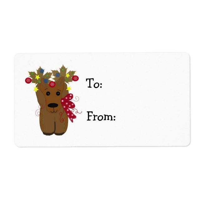 Cute Christmas Reindeer Label (Front)