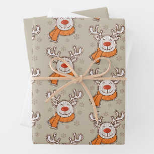 Cute Christmas Reindeer Merry Christmas Winter Wrapping Paper Sheets