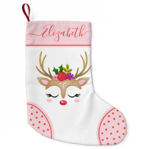 Cute Christmas  Reindeer Monogram Stocking