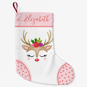 Cute Christmas Reindeer Monogram Stocking