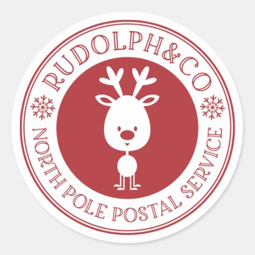 Cute Christmas Reindeer North Pole Classic Round Sticker
