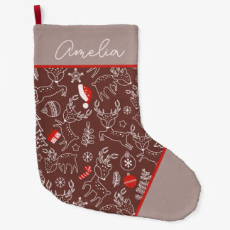 Cute Christmas Reindeer Pattern Personalized Large Christmas Stocking