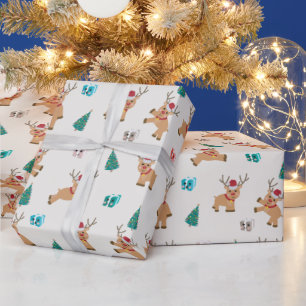 Cute Christmas Reindeer Pattern Wrapping Paper