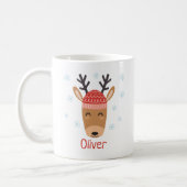 Cute Christmas Reindeer Personalized Christmas Mug (Left)