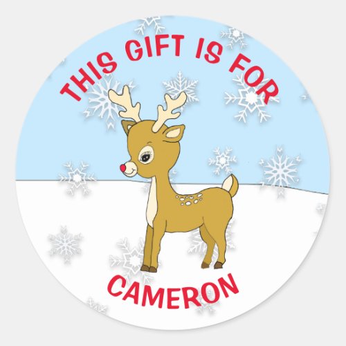Cute Christmas Reindeer Personalized Gift Tag