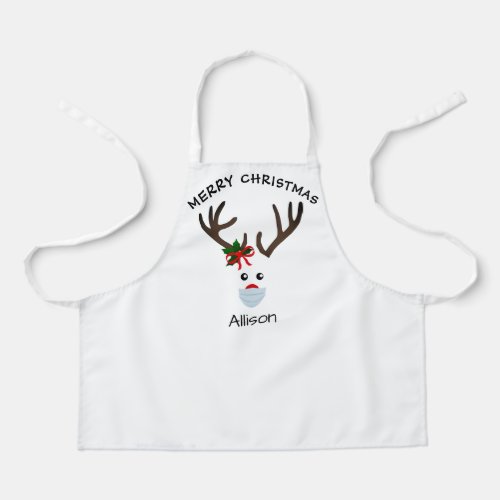 Cute Christmas Reindeer Personalized Kids Apron