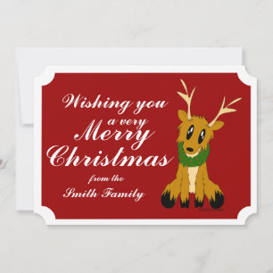 Cute Christmas Reindeer Photo Christmas Card