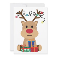 Cute Christmas Reindeer Red Nose Lights and Gifts