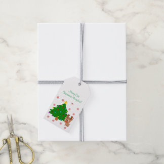 Cute Christmas Reindeer Red Rudolph Tree Gift Tag