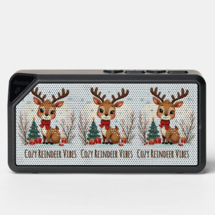 Cute Christmas Reindeer Scene Snowy Forest Bluetooth Speaker