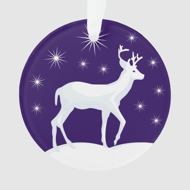Cute Christmas Reindeer Snow Night Star Sky Ornament (Front)