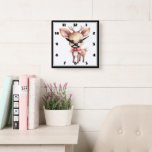Cute Christmas Reindeer Square Wall Clock