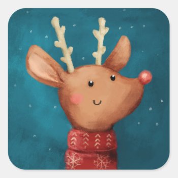 Cute Christmas Reindeer Sticker by partymonster at Zazzle