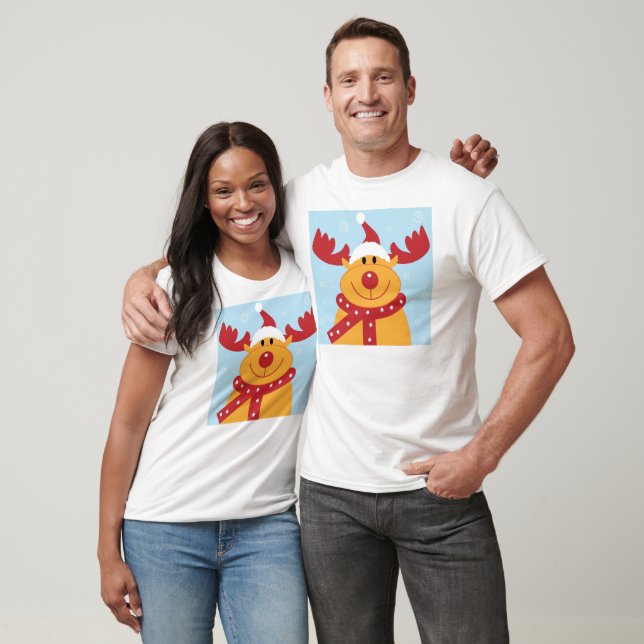 Cute Christmas Reindeer T-Shirt (Unisex)