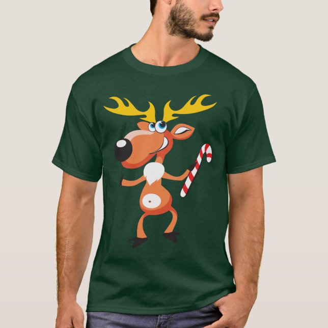 Cute Christmas Reindeer T-shirt (Front)