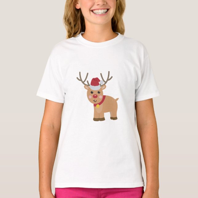 Cute Christmas Reindeer T-Shirt (Front)
