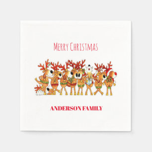 Cute Christmas Reindeer That Are Singing      Napkins