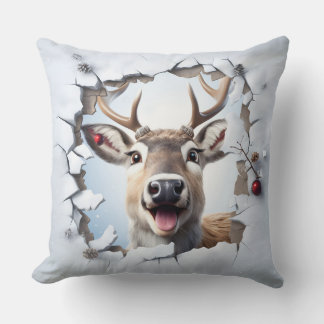 Cute Christmas Reindeer Throw Pillow