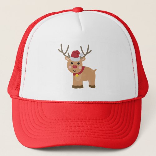 Cute Christmas Reindeer Trucker Hat