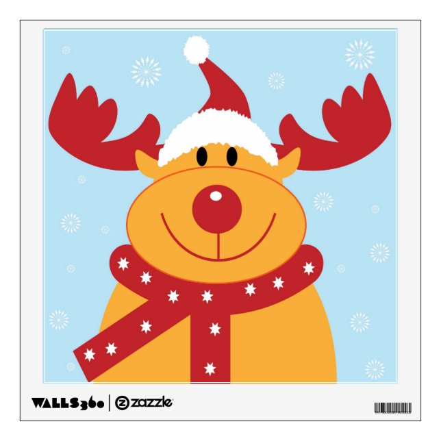 Cute Christmas Reindeer Wall Decal (Front)