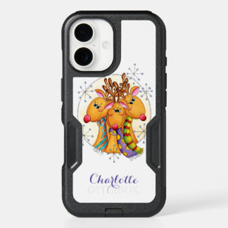 Cute Christmas Reindeer Wearing Scarves with Stars iPhone 16 Case