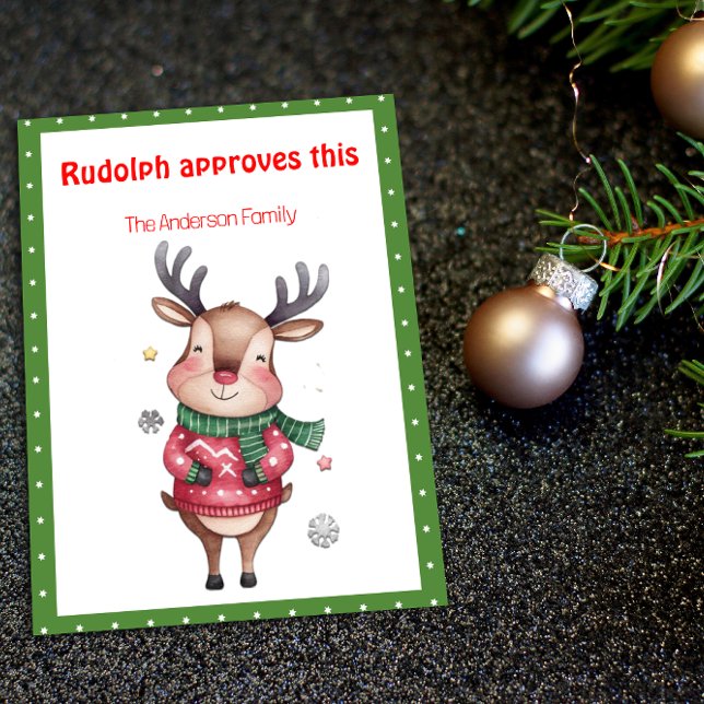 Cute christmas reindeer wish green retro Postcard (Creator Uploaded)