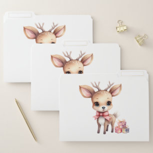 Cute Christmas Reindeer with Holiday Gifts File Folder