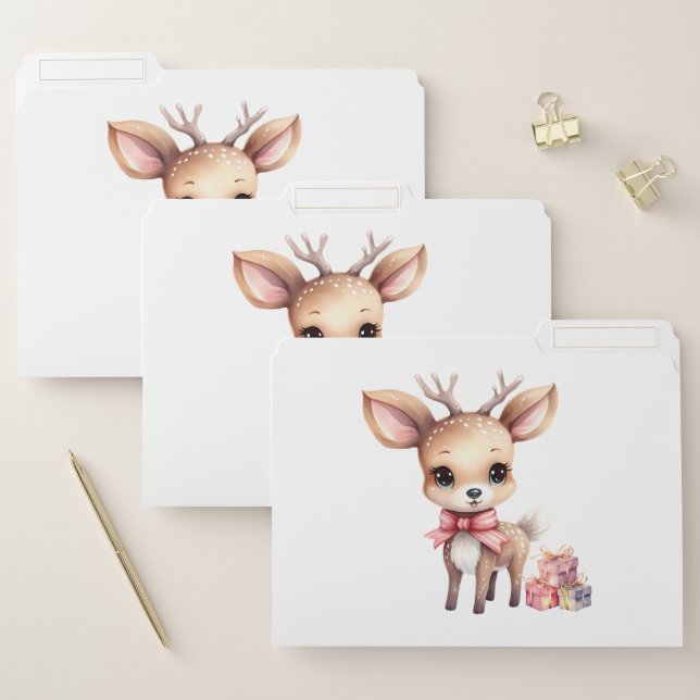 Cute Christmas Reindeer with Holiday Gifts File Folder (Set)