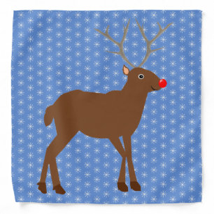 Cute Christmas Reindeer with Red Nose Bandana