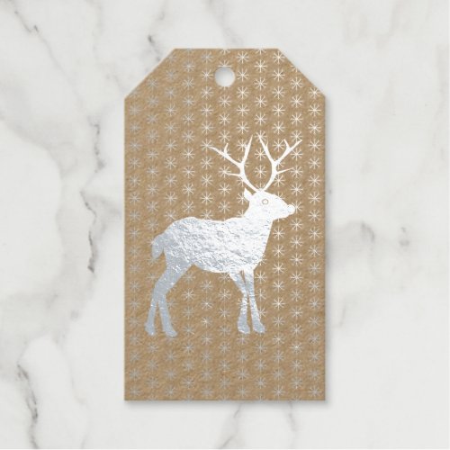 Cute Christmas Reindeer with Red Nose Custom Foil Gift Tags